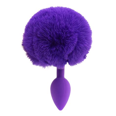 Pure Love Fluffy Bunny Tail, Silicone Anal Butt Plug, Black Color ...